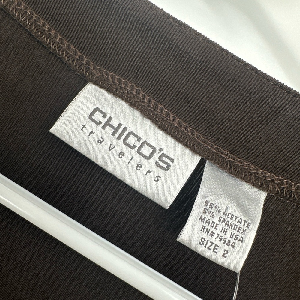 NWT Chico’s Travelers Cocoa Duster Jacket Size 2 (L) Brown - Picture 3 of 4